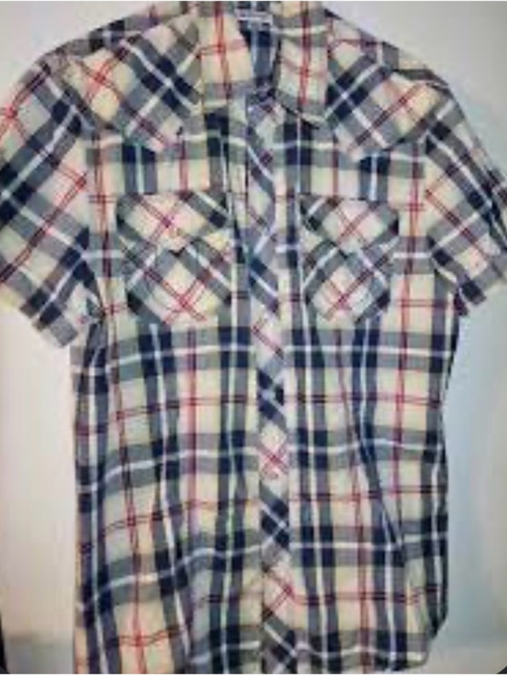 True Religion Short-Sleeve Plaid Men's Shirt - Blue & White